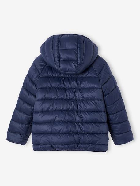 Reversible Hooded Jacket, Padded & in Sherpa, for Boys fir green+navy blue 