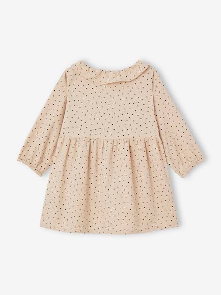 Corduroy Dress with Fancy Collar for Babies beige+fir green 