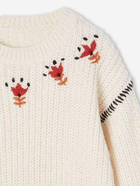 Embroidered Jumper for Girls ecru 