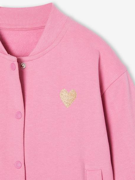 Varsity-Style Fleece Jacket for Girls old rose 