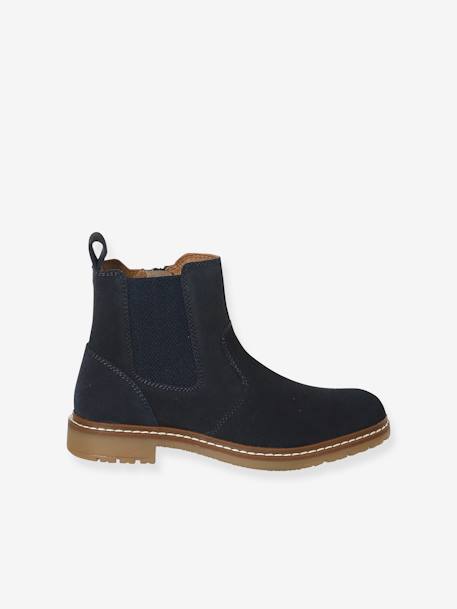 Leather Chelsea Boots for Boys navy blue 