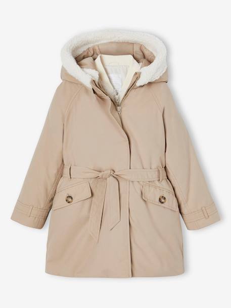 3-in-1 Hooded Parka for Girls taupe 