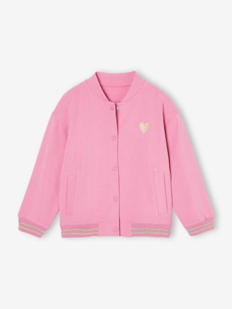 Varsity-Style Fleece Jacket for Girls old rose 