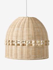 -Rattan lampshade with wooden beads