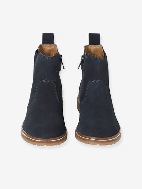 Leather Chelsea Boots for Boys navy blue 