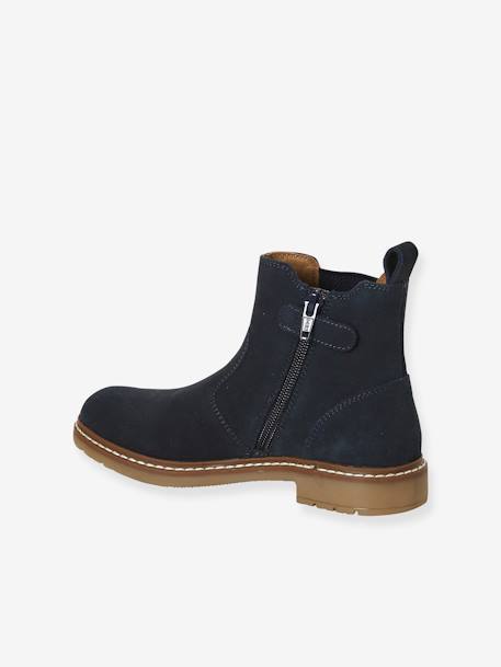 Leather Chelsea Boots for Boys navy blue 