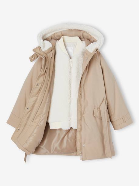 3-in-1 Hooded Parka for Girls taupe 