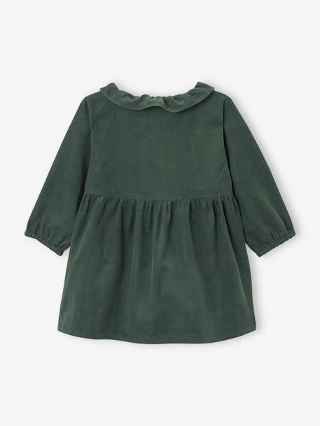 Corduroy Dress with Fancy Collar for Babies beige+fir green 