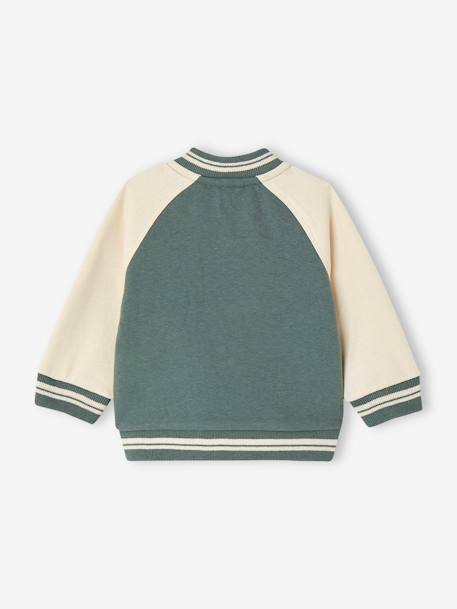 College-Style Fleece Jacket with Zip for babies green+night blue 