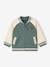 College-Style Fleece Jacket with Zip for babies green+night blue 