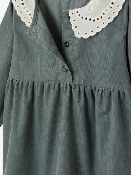 Velour Dress with Embroidered Collar, for Babies green 