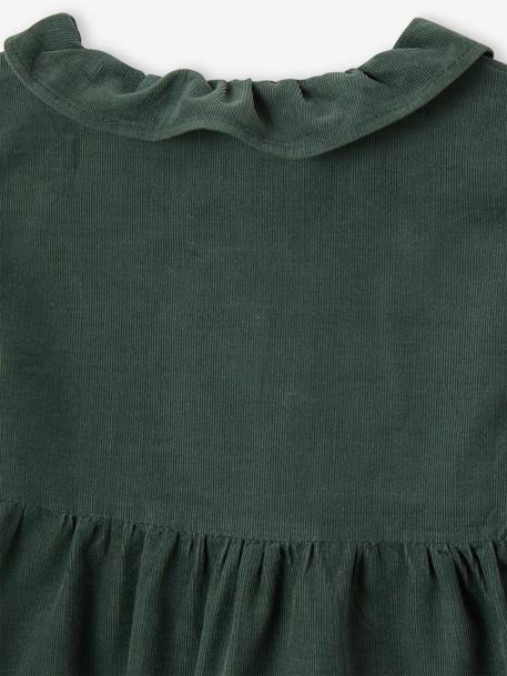 Corduroy Dress with Fancy Collar for Babies beige+fir green 