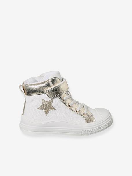 High-Top Trainers with Laces & Zips for Girls white 