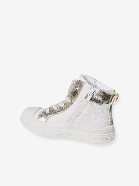 High-Top Trainers with Laces & Zips for Girls white 