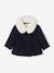 Woollen Fabric Coat, Detachable Faux Fur Collar, for Babies navy blue 