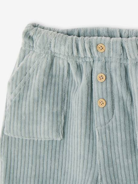 Ensemble: Plush Fur Sweatshirt + Corduroy Trousers for Babies aqua green 