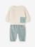 Ensemble: Plush Fur Sweatshirt + Corduroy Trousers for Babies aqua green 