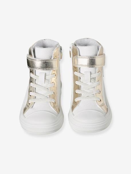 High-Top Trainers with Laces & Zips for Girls white 