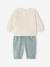 Ensemble: Plush Fur Sweatshirt + Corduroy Trousers for Babies aqua green 