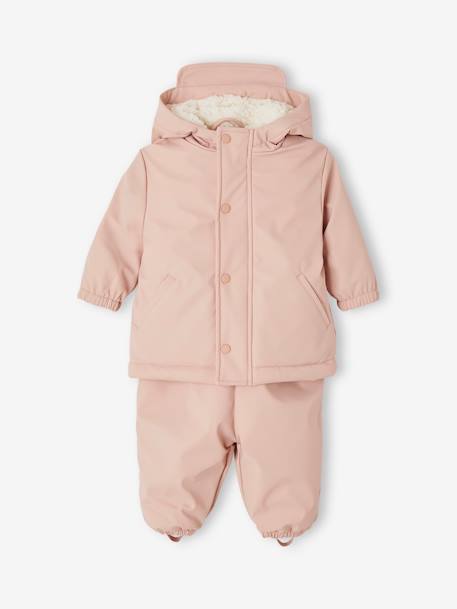 Raincoat + Rain Dungarees Combo for Babies rosy 