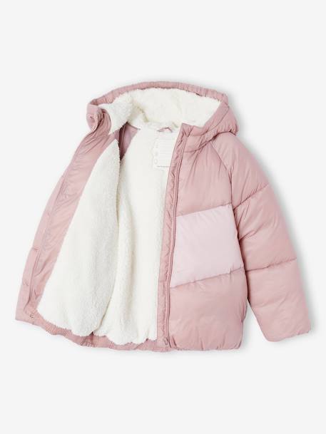 Hooded Colourblock Jacket for Girls mauve 