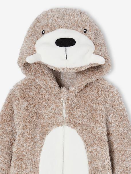 Walrus Onesie with Hood, for Boys marl beige 