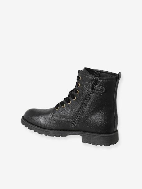 Patent Boots with Laces & Zip, for Girls black+bronze+set black 