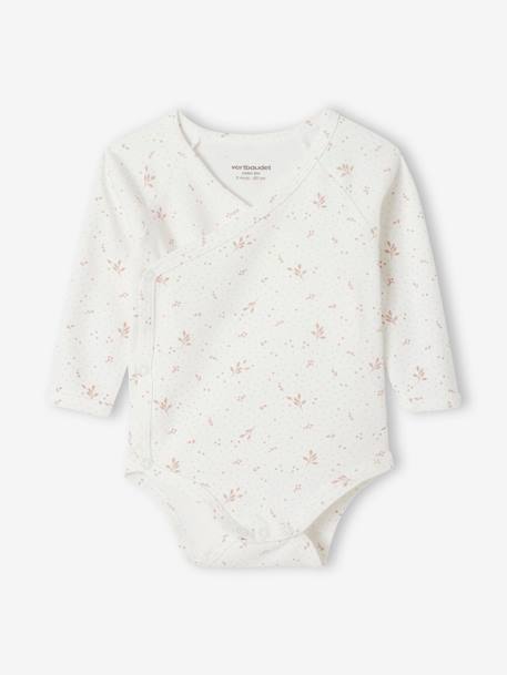 Pack of 5 'Heart' Long Sleeve, Organic Cotton Bodysuits with Front Opening for Babies pale pink 