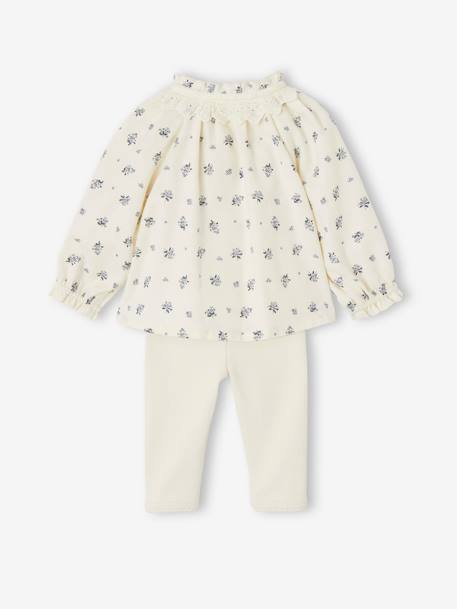 Floral Blouse & Leggings Combo for Babies ecru 