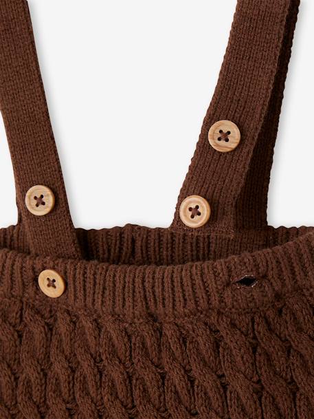 Striped Jumper & Trousers with Braces in Cable Knit Ensemble for Babies chocolate 