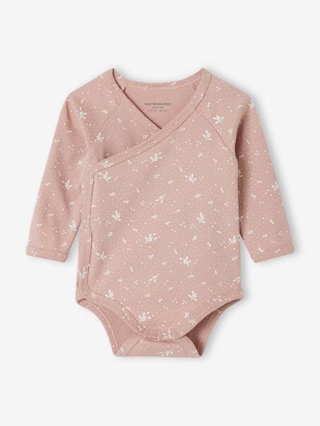 Pack of 5 'Heart' Long Sleeve, Organic Cotton Bodysuits with Front Opening for Babies pale pink 