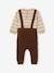 Striped Jumper & Trousers with Braces in Cable Knit Ensemble for Babies chocolate 