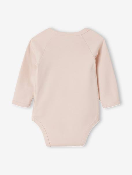 Pack of 5 'Heart' Long Sleeve, Organic Cotton Bodysuits with Front Opening for Babies pale pink 