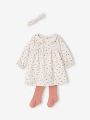 Dress + Tights + Headband, 3-Piece Ensemble for Newborn Babies