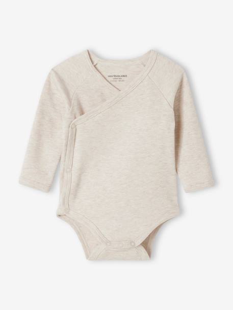 Pack of 5 'Heart' Long Sleeve, Organic Cotton Bodysuits with Front Opening for Babies pale pink 