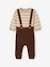 Striped Jumper & Trousers with Braces in Cable Knit Ensemble for Babies chocolate 