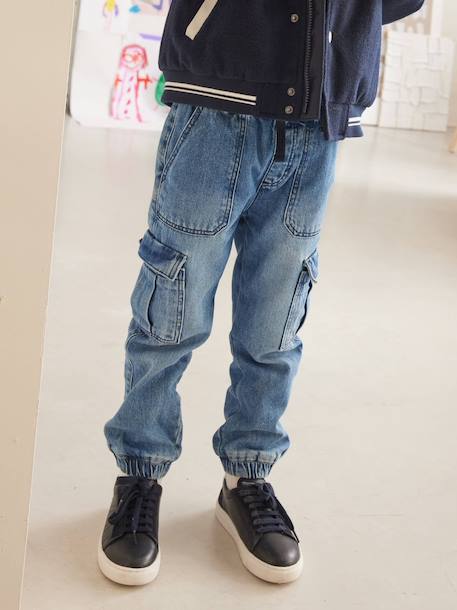 Pull-On Cargo-Type Denim Trousers for Boys double stone+stone 