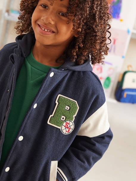 Varsity Jacket with Detachable Hood, for Boys navy blue 