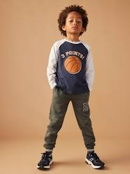 Boys-Tops-Top with Ball Motif in Relief & Contrasting Raglan Sleeves for Boys