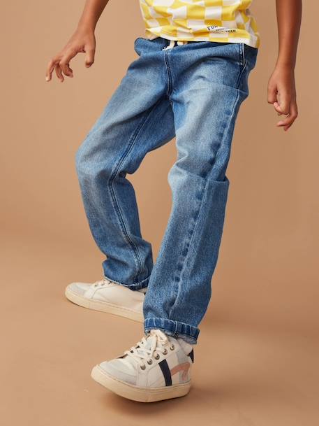 Wide Easy to Slip On Jeans for Boys bleached denim+brut denim+stone 