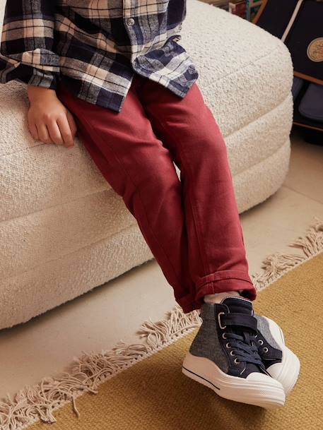 NARROW Hip, MorphologiK Slim Leg Coloured Trousers, for Boys beige+chocolate+green+grey green+khaki+night blue+sky blue+slate blue+tomato red 