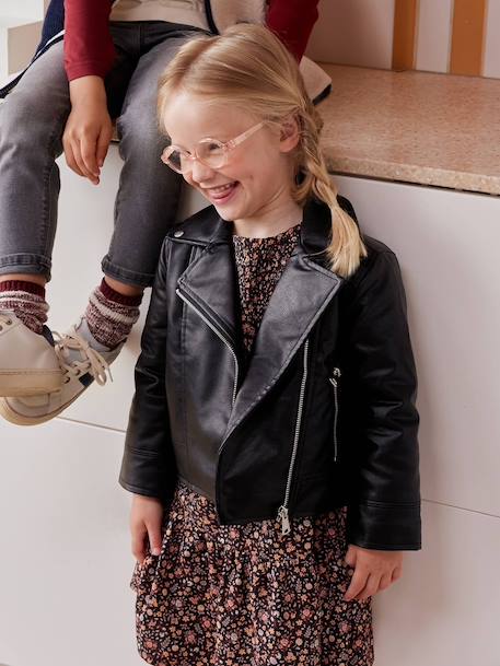 Leather-Effect Jacket for Girls black 