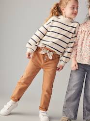 -Paperbag Trousers & Floral Belt for Girls