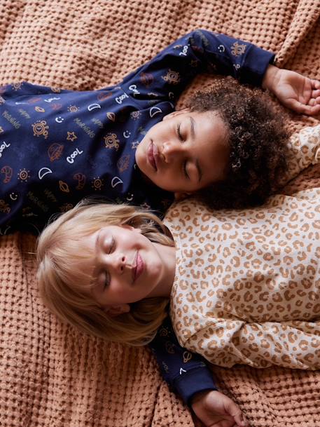 Pack of 2 Rib Knit Pyjamas for Girls beige 