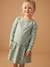 Long Sleeve Printed Dress for Girls ecru+grey green+old rose+printed brown+rosy 