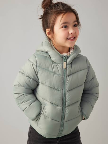 Lightweight Hooded Jacket for Girls lichen+mustard+navy blue 