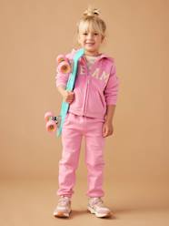 -Hooded Jacket with "Team" Sport Motif for Girls