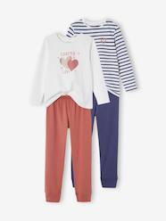 Pack of 2 Pyjamas with Hearts, for Girls