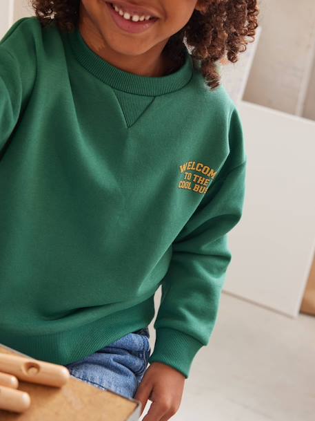 Sweatshirt with Large School Bus Motif on the Back for Boys green 