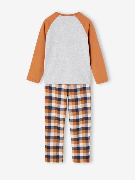 Dino Pyjamas in Chequered Flannel for Boys caramel 